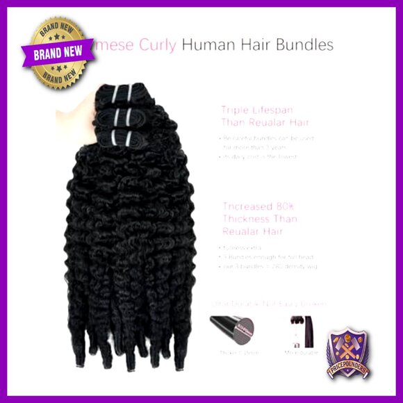 Raw Human Hair Extensions 16 18 20 Inch Curly Bundles Virgin Hair main image 5